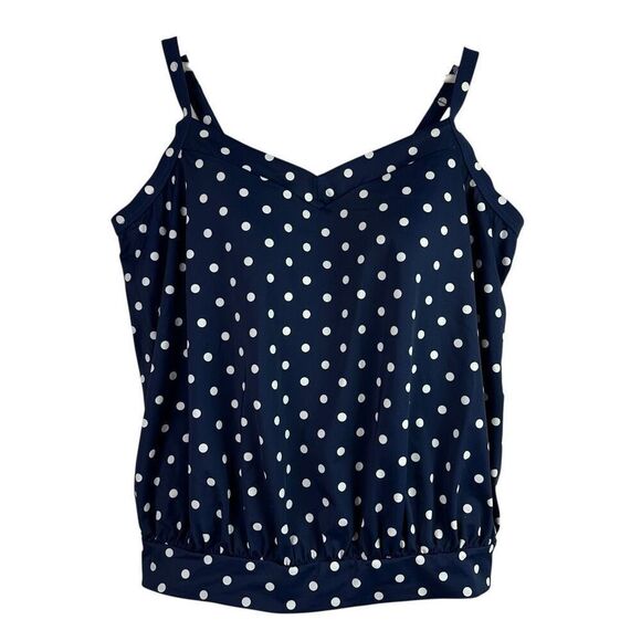 Lands' End Other - Lands’ End Blouson Navy & White Dot Tankini Top size 2X